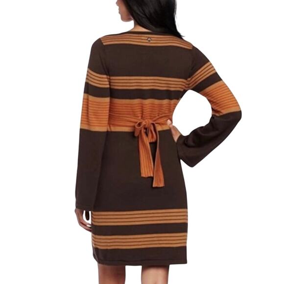 PrAna Sydney Striped Knit Bell Sleeve V-Neck Sweater‎ Belted Dress Sz S - Picture 3 of 9